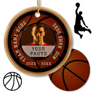 Cheap Basketball Gift Ideas, Your PHOTO and TEXT Ceramic Ornament