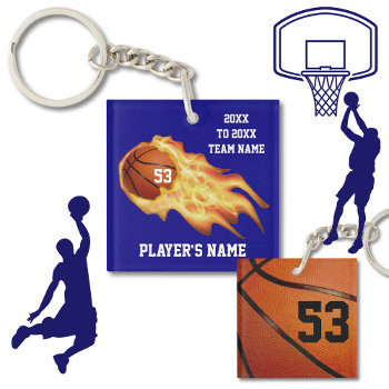 Cheap Basketball Gifts For Players Personalized Keychain by LittleLindaPinda at Zazzle