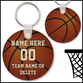 Cheap Basketball Keychains Personalized  3 Text by YourSportsGifts at Zazzle