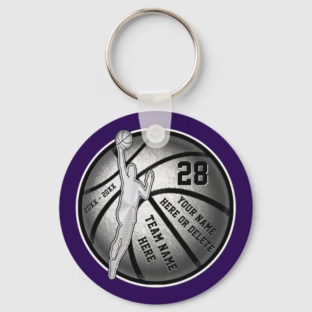 Cheap Basketball Keychains Your COLORS, 4 TEXT Box (Front)