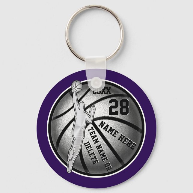 Cheap Basketball Keychains Your COLORS, 4 TEXT Box (Front)