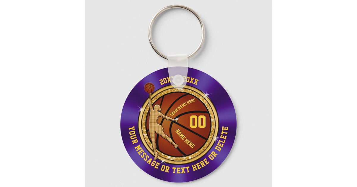 Cheap Basketball Team Gift Ideas, Purple and Gold Keychain Zazzle