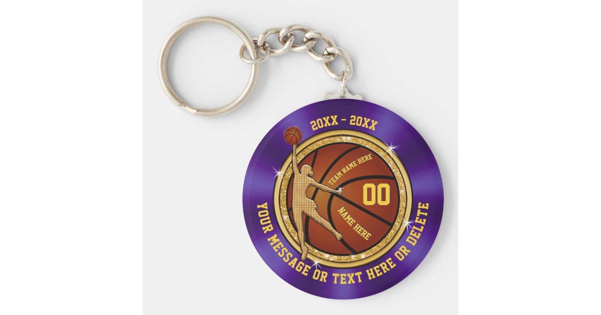 Cheap Basketball Team Gift Ideas Purple And Gold Keychain
