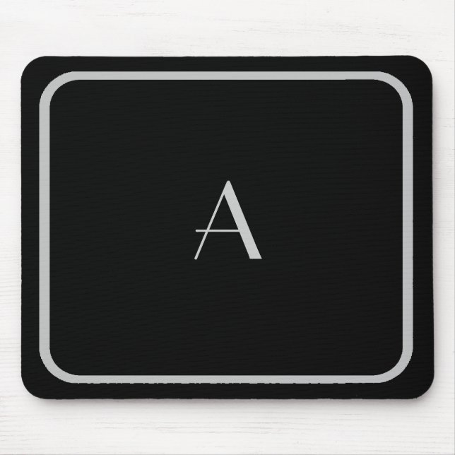 Cheap Black and Silver Monogram with Frame Mouse Pad (Front)