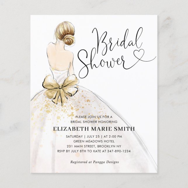 Cheap Bride Wedding Gown Bridal Shower Invitation Flyer (Front)