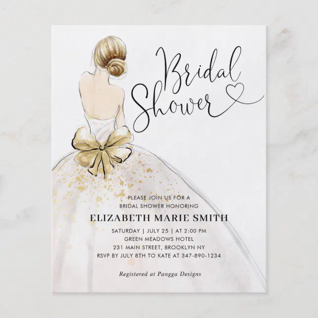 Cheap Bride Wedding Gown Bridal Shower Invitation Flyer Zazzle