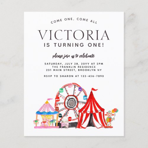 Cheap Carnival Circus Festival Party Kid Birthday Flyer