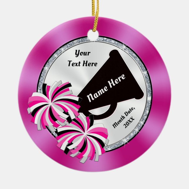 Cheap Cheerleader Christmas Ornament, 3 Text Boxes Ceramic Ornament (Front)