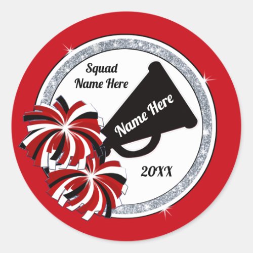 Cheap Cheerleading Stickers Red White and Black Classic Round Sticker