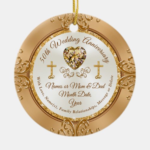 Cheap Christian 50th Anniversary Gifts or Favors Ceramic Ornament