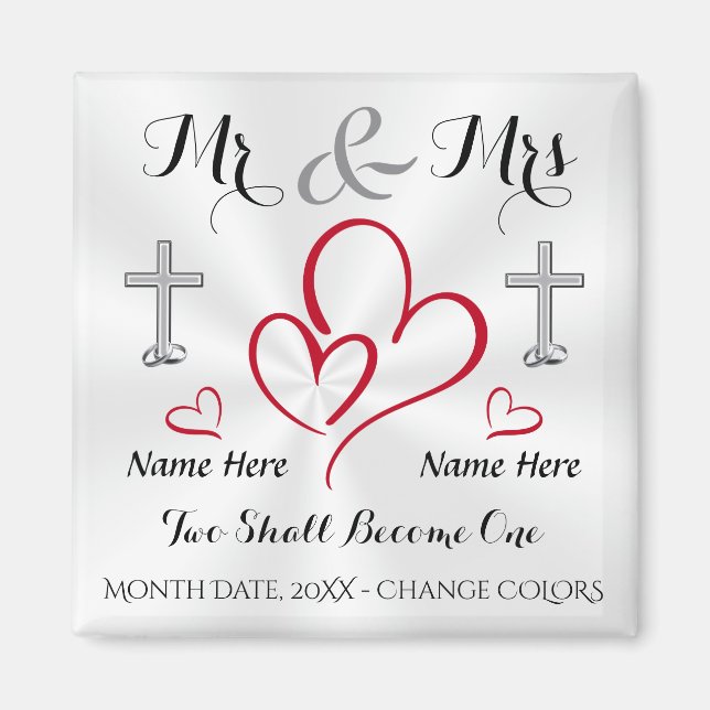 Cheap Christian Wedding Favors PERSONALIZED Magnet (Front)