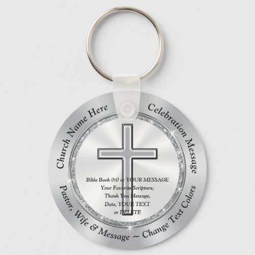 Cheap Church Anniversary Favors Cross 3 Text Boxes Keychain