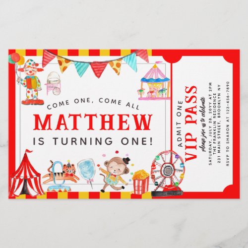 Cheap Circus Carnival Show Ticket Cute Birthday Flyer