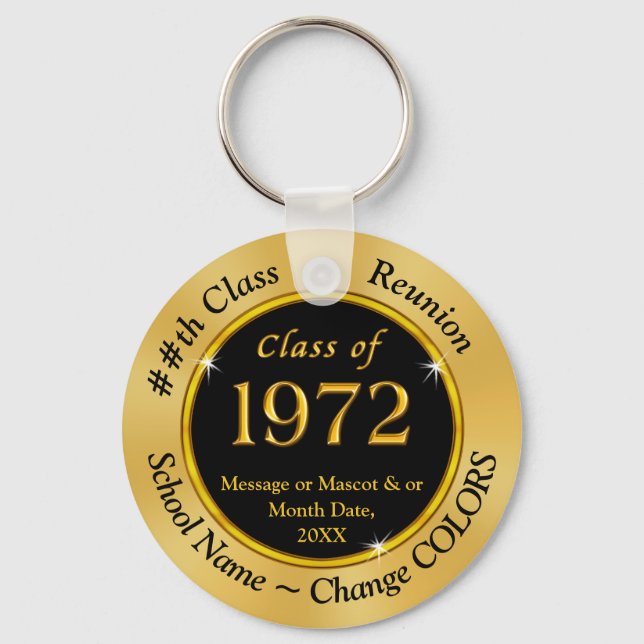 Cheap, Class of 1972 Reunion, Black Gold Souvenirs Keychain (Front)