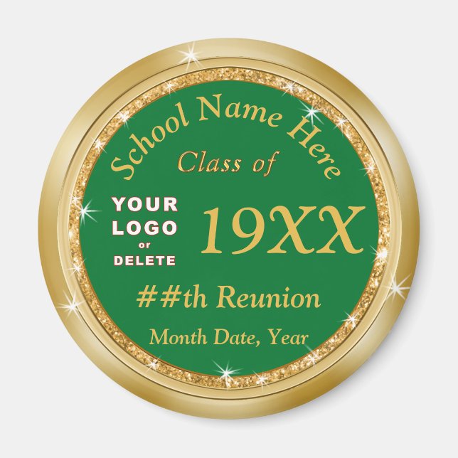 Cheap Class Reunion Gifts, Customizable Green Gold Magnet (Front)