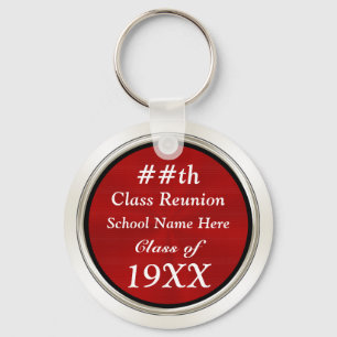 Cheap Class Reunion Gifts PERSONALIZED, Red, White Keychain