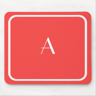 Cheap Coral Red Mousepad w/ White Monogram