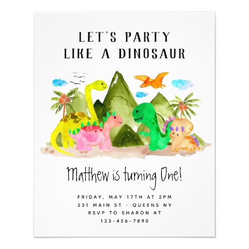 Cheap Cute Dino Jungle Dinosaur Birthday Party  Flyer