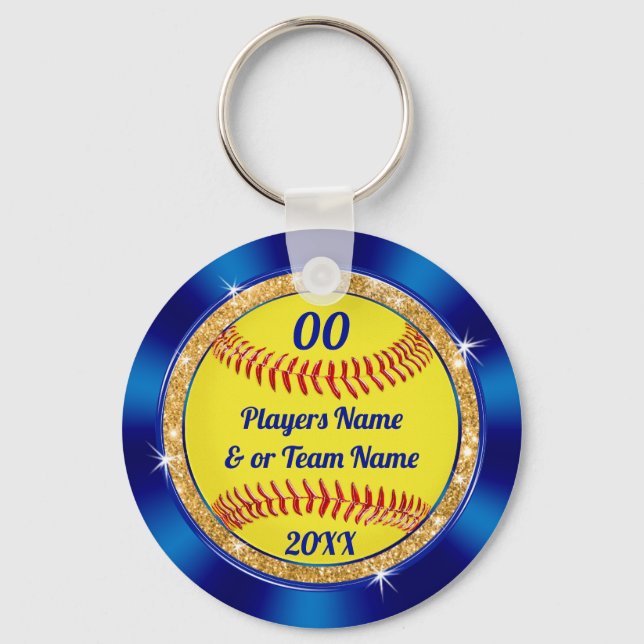 Cheap Cute Softball Team Gift Ideas Personalized Keychain (Front)