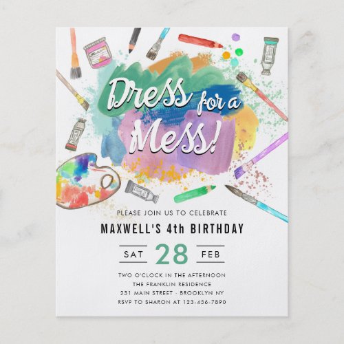 Cheap Dress for a Mess Kids Art Painting Birthday Flyer
