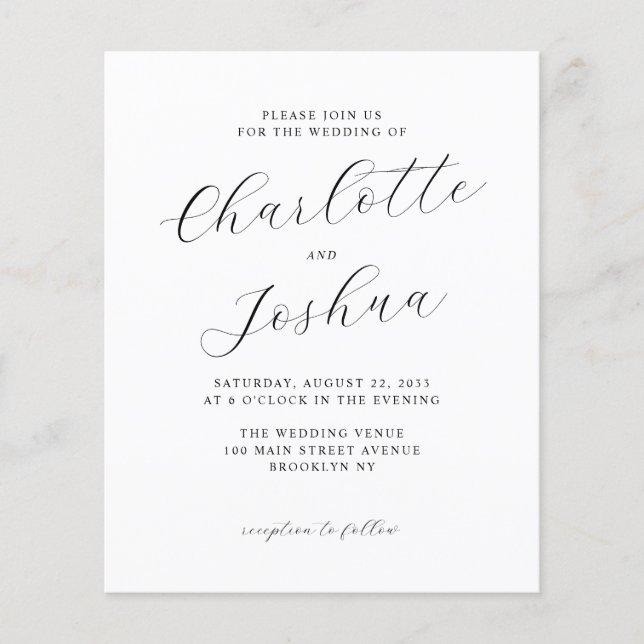 Cheap Elegant Minimalist Details QR Photo Wedding Flyer (Front)