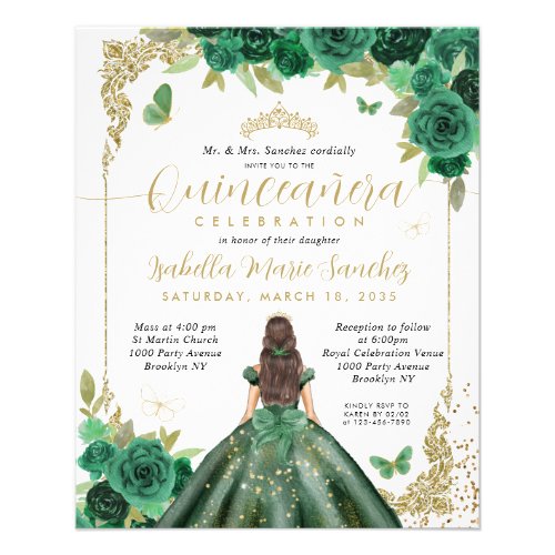 Cheap Emerald Green Gold Princess Quinceaera Flyer