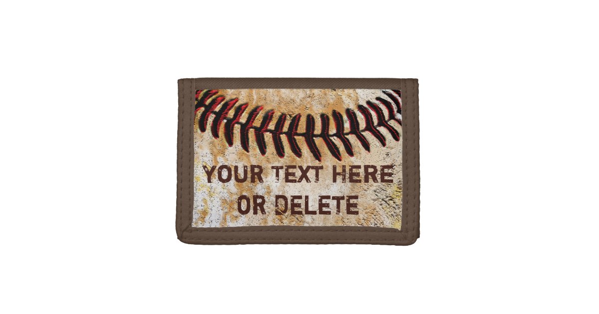 Cheap Faux Vintage Personalized Baseball Wallet | Zazzle.com