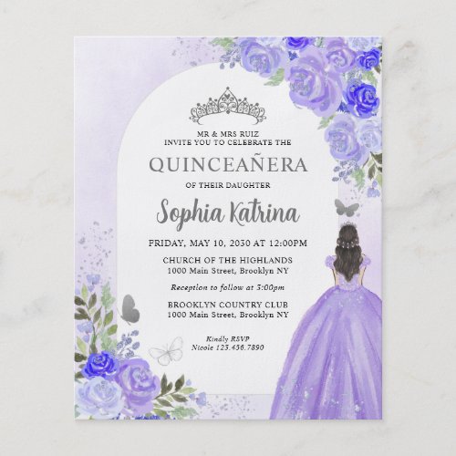Cheap Floral Purple Violet Princess Quinceanera Flyer
