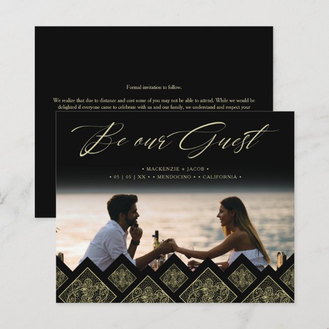 Cheap Flourish Lace Gold Ornament Photo Wedding  (Front/Back)