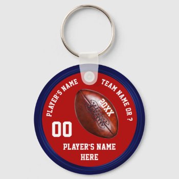 Cheap Football Gifts For Players Red White Blue Keychain by YourSportsGifts at Zazzle