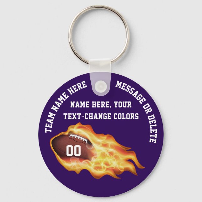 Cheap Football Keychains, 3 Text Boxes, Your Text Keychain (Front)