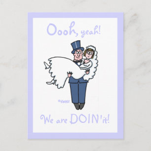 Cheap Funny Budget Wedding Cartoon Save The Dates Announcement Postcard