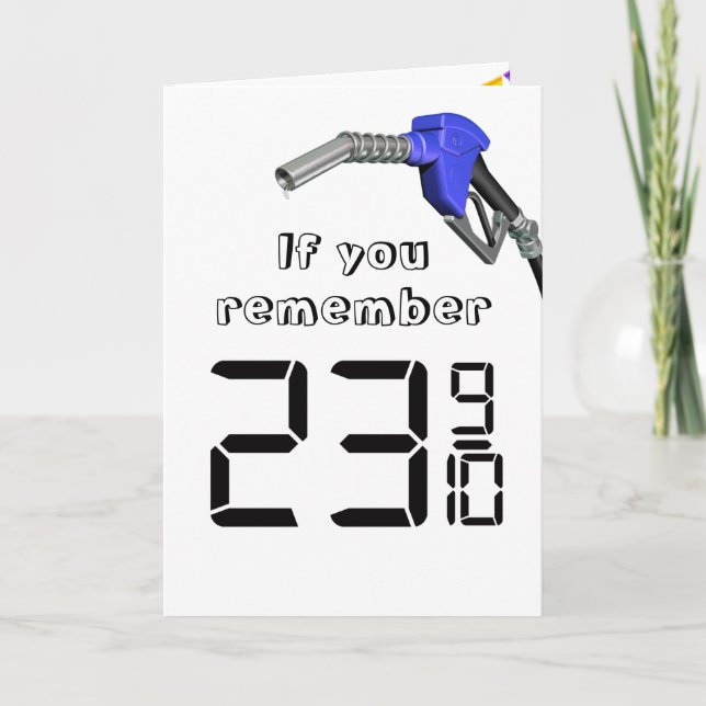 Cheap Gas Price Birthday Humor Card (Front)