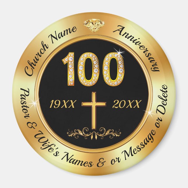 Cheap Gorgeous, 100 year Church Anniversary, Favor Magnet (Front)