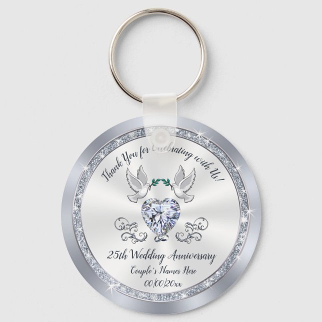Cheap Gorgeous, 25th Wedding Anniversary Favors, Keychain (Front)