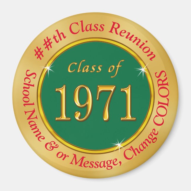Cheap Green, Gold, Red, Class of 1971 Favors Magnet (Front)
