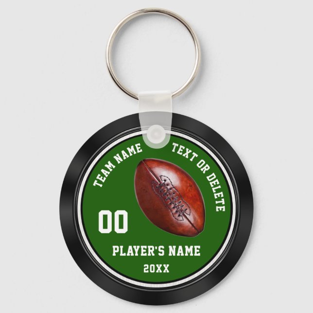 Cheap Green Personalized Football Gifts, Football Keychain (Front)