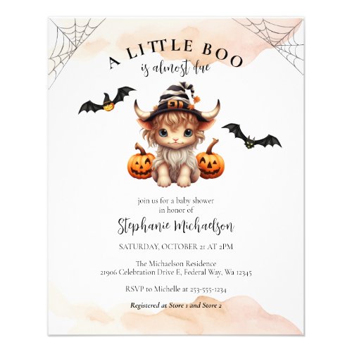 Cheap Halloween Cow Little Boo Baby Shower Invite Flyer