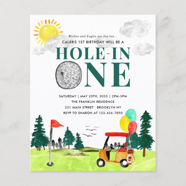 Cheap Hole In One Golf First Birthday Par-Tee Flyer (Front)
