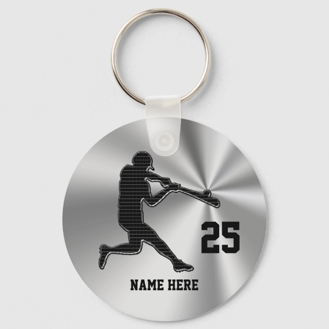 Cheap Ideas for Baseball Team Gifts NAME & NUMBER Keychain (Front)