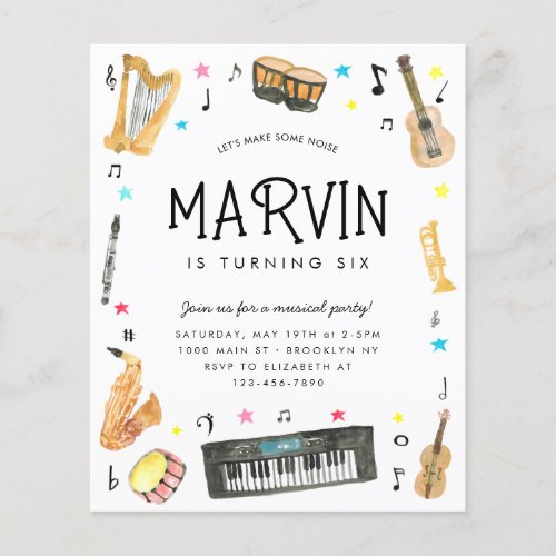 Cheap Instrument Cute Musical Notes Music Birthday Flyer