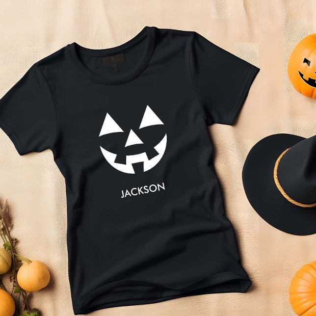 CHEAP JACK O LANTERN PUMPKIN FACE CUSTOM NAME BABY T-Shirt (JACK O' LANTERN PUMPKIN SMILE AFFORDABLE BABY T-SHIRT WITH CUSTOM NAME)