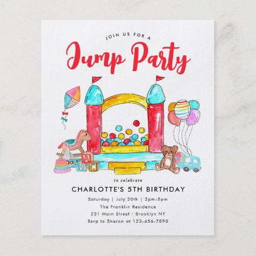 Cheap JUMP PARTY Bounce House Trampoline Birthday Flyer