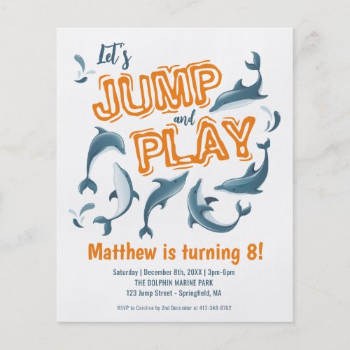 Cheap Jump Play Dolphin Park Kids Party Birthday  Flyer