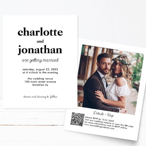 Cheap Married Typography QR Code Photo Wedding Flyer