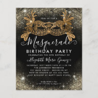 Cheap Masquerade Black Gold Glam Glitter Birthday