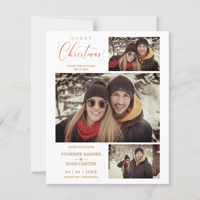 Cheap Merry Christmas 3 Photos Collage Couple (Front)