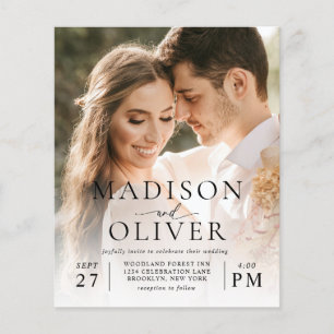 Cheap Modern Elegant QR Code 2 Photo Wedding Flyer