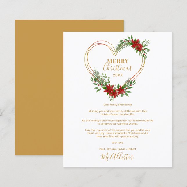 Cheap Modern Merry Christmas Poinsettias Heart  (Front/Back)