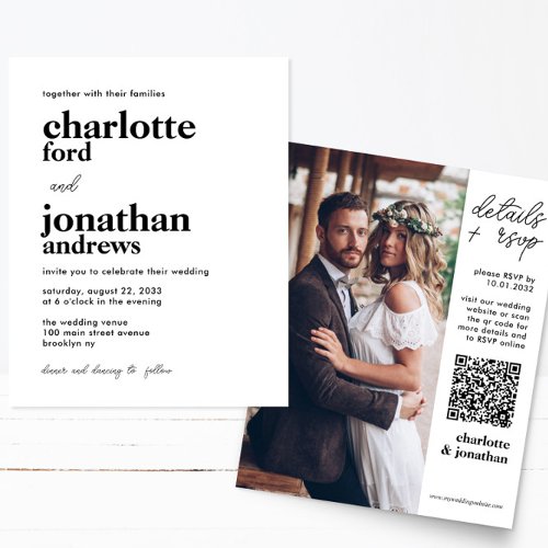 Cheap Modern Typography QR Code Photo Wedding Flyer